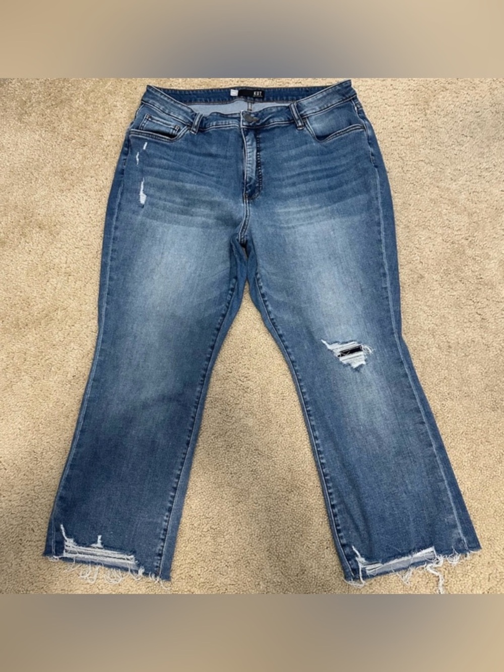 KUT from the Kloth Kelsey Fab Ab Ankle Flare Distressed Jeans Size 16W VGUC‎